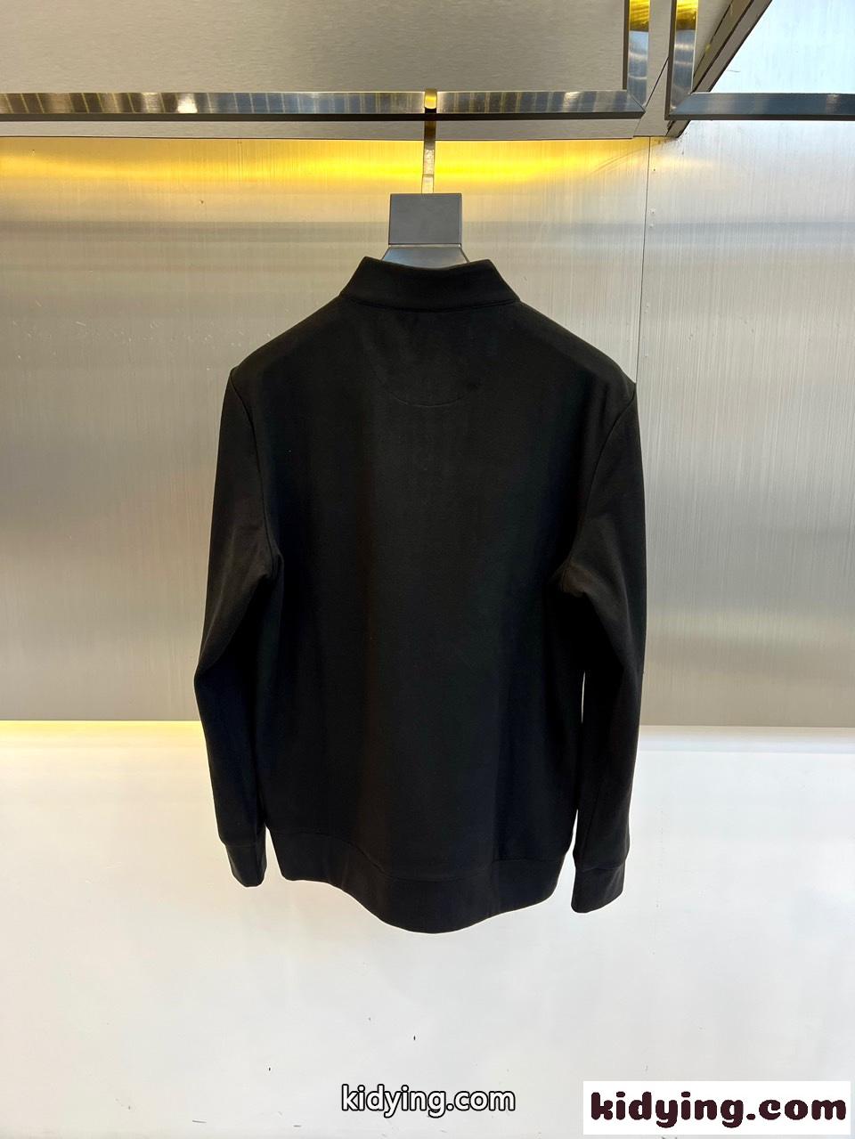 ハーフジップ フリース プルオーバー バーバリー 長袖Tシャツ 偽物 ブラック-4