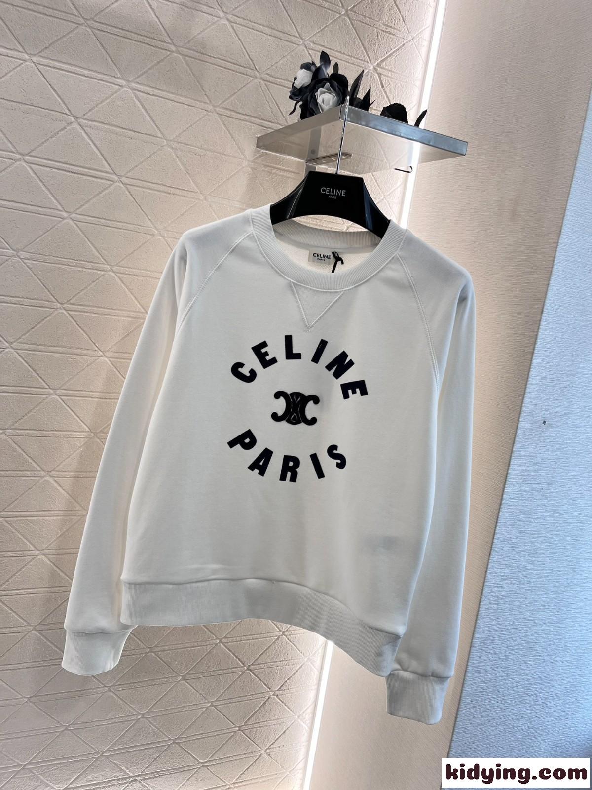 定番 カジュアル ロゴ入り スウェットシャツ セリーヌ Tシャツ コピー ホワイト-1