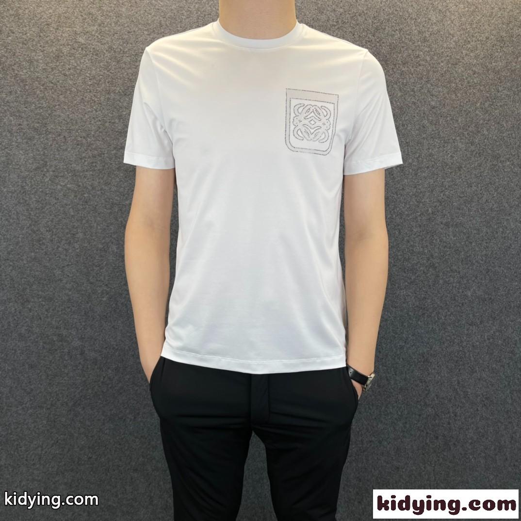 選べる5色 人気 合わせやすい ラウンドネック ロエベ tシャツ コピー メンズ 半袖 春夏 新作 カジュアル おしゃれ-0