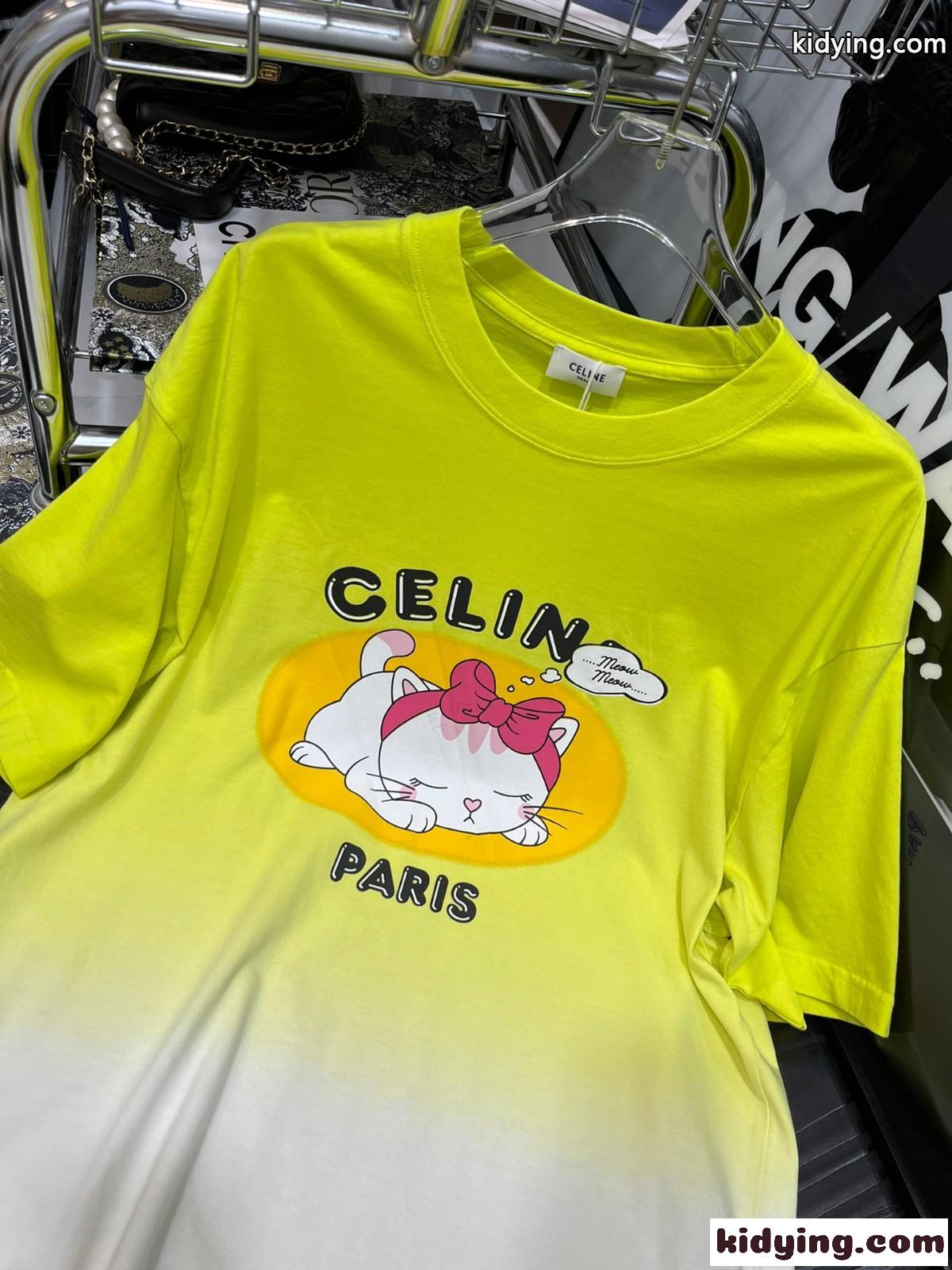 ビッグシルエット 可愛い プリント グラデーション セリーヌ tシャツ コピー カジュアル おしゃれ 半袖 トップス-1