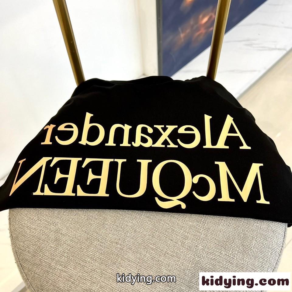 リフレクテッドロゴ 半袖Tシャツ アレキサンダー・マックイーン Tシャツ コピー ブラック-0
