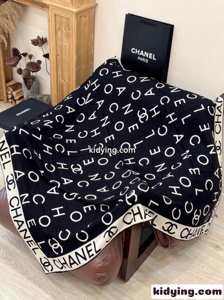 シャネル スカーフ コピー シルク＆カシミヤ ロゴ ストール 135cm-3