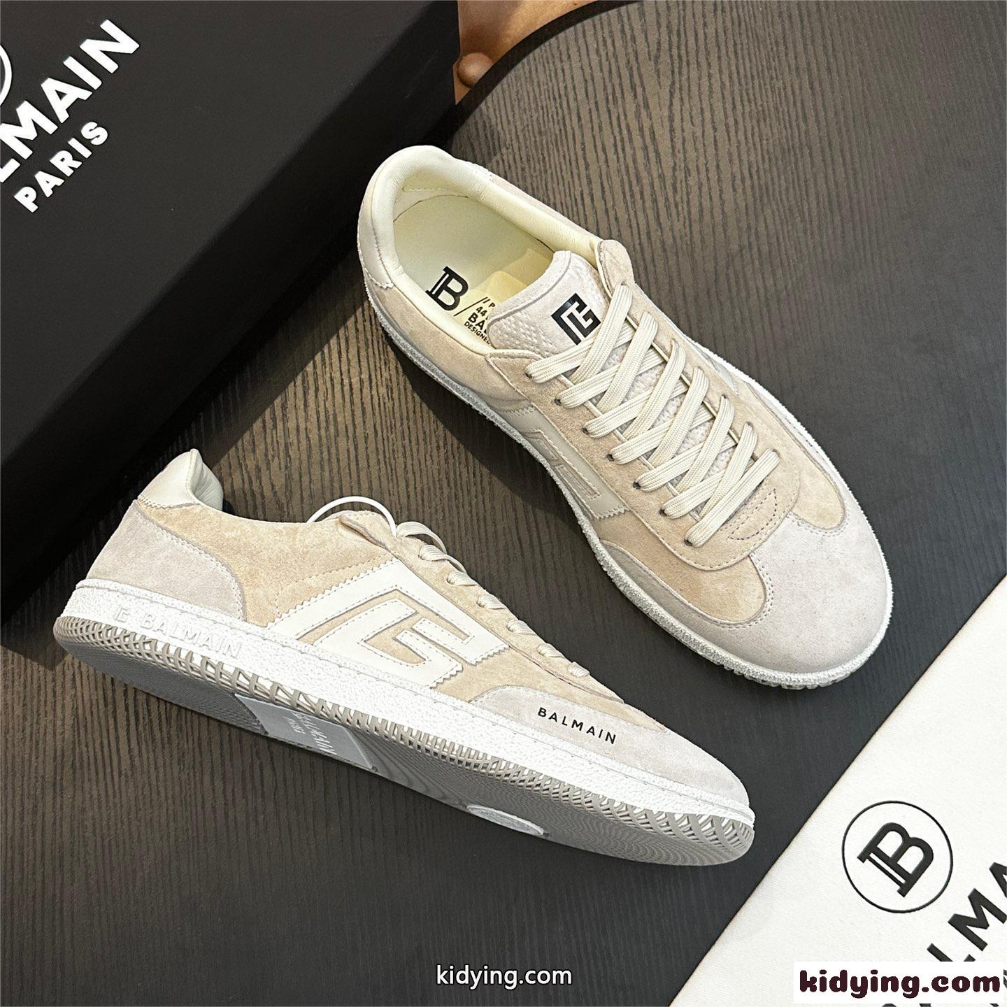 Balmain Swan スエードスニーカー 定番 カジュアル バルマン スニーカー スーパーコピー-0