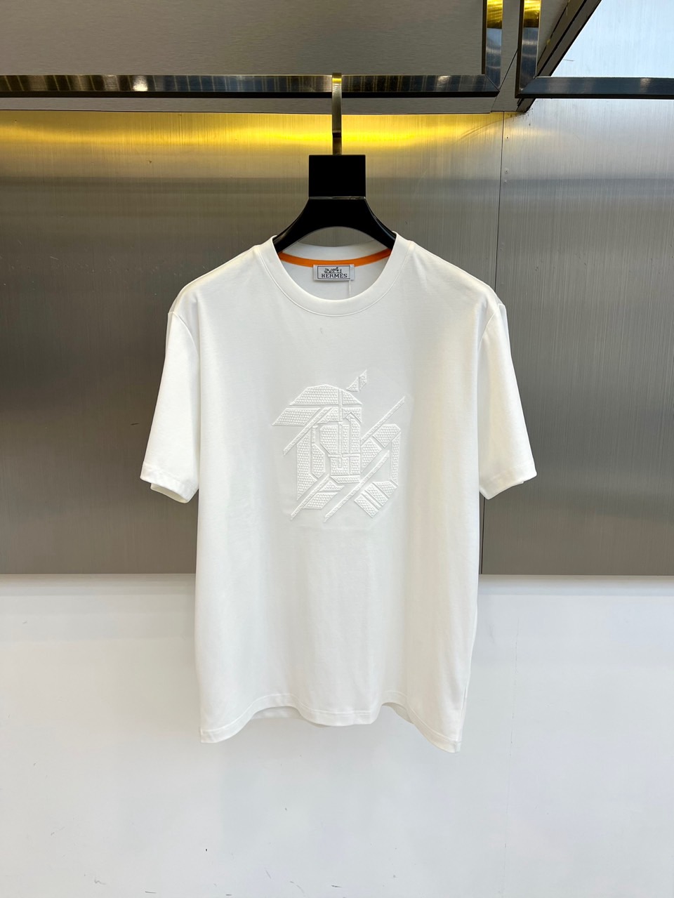 シンプル 合わせやすい クルーネック 半袖Tシャツ エルメス Tシャツ 偽物 ホワイト-1