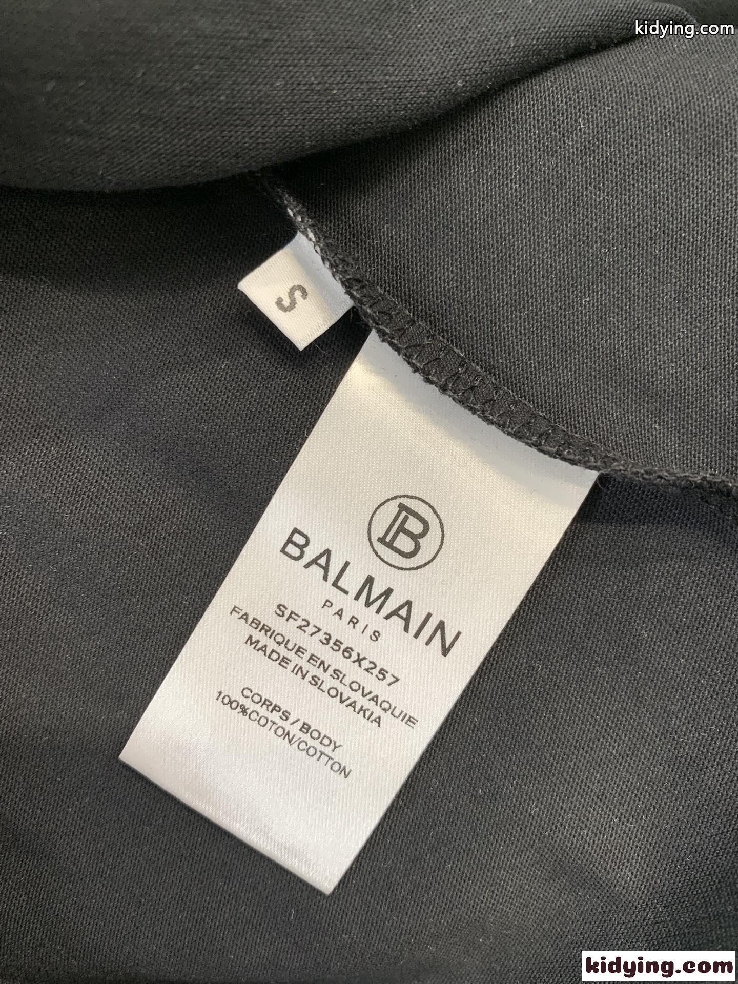 シンプル ロゴ入り 長袖Tシャツ バルマン Tシャツ コピー ブラック-3