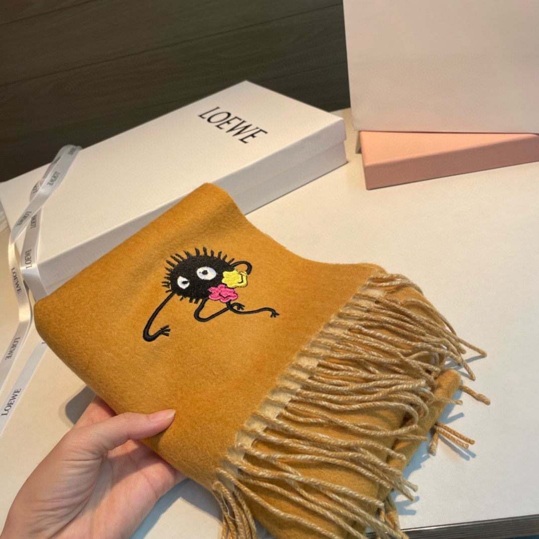 お洒落 可愛い ロエベ スカーフ コピー リバーシブル マフラー イエロー-2