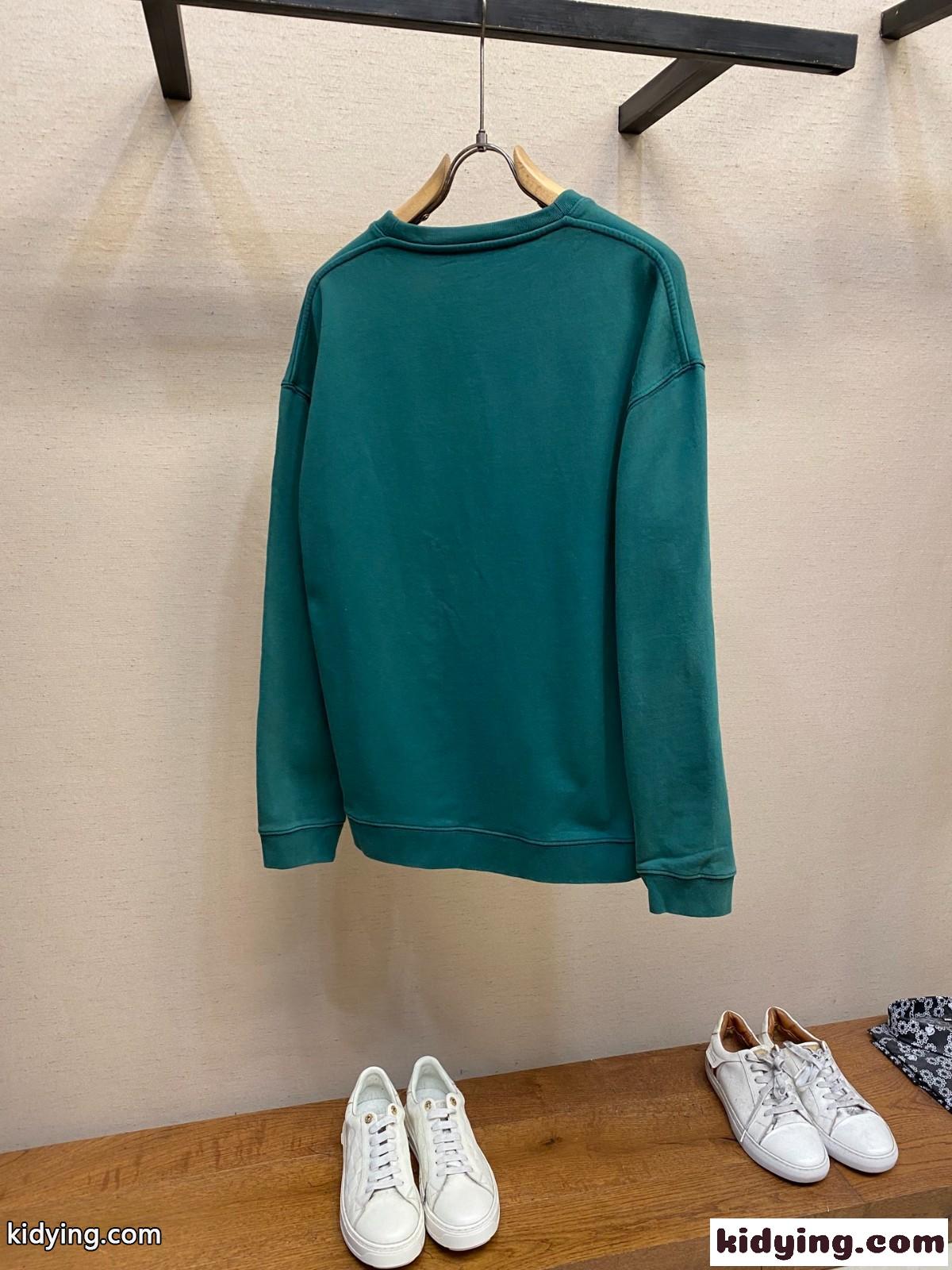 定番 ロゴ入り スウェットシャツ ロエベ Tシャツ コピー クルーネック グリーン-1