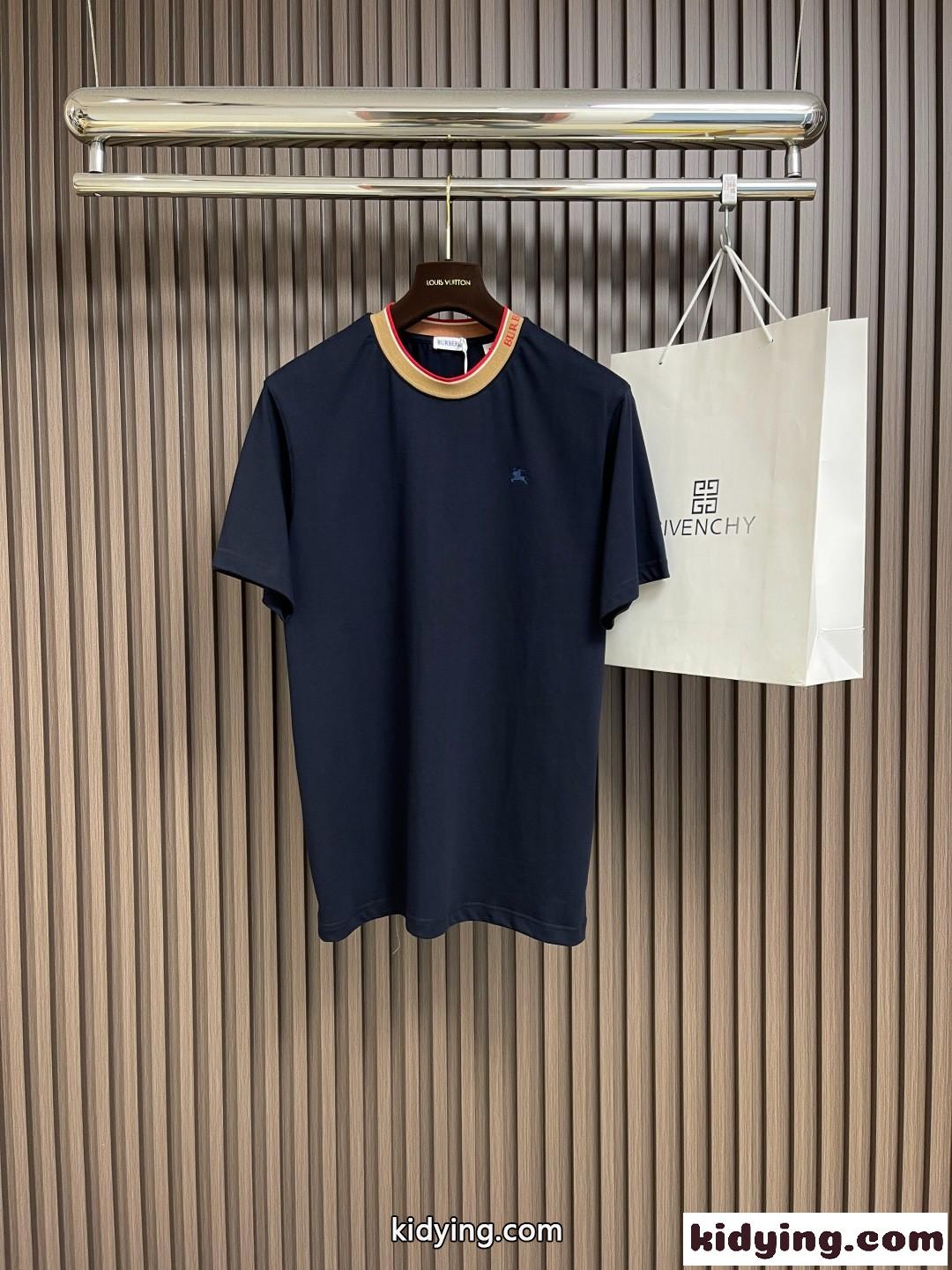 カジュアル おしゃれ 半袖Tシャツ バーバリー Tシャツ コピー クルーネック ネイビー-0