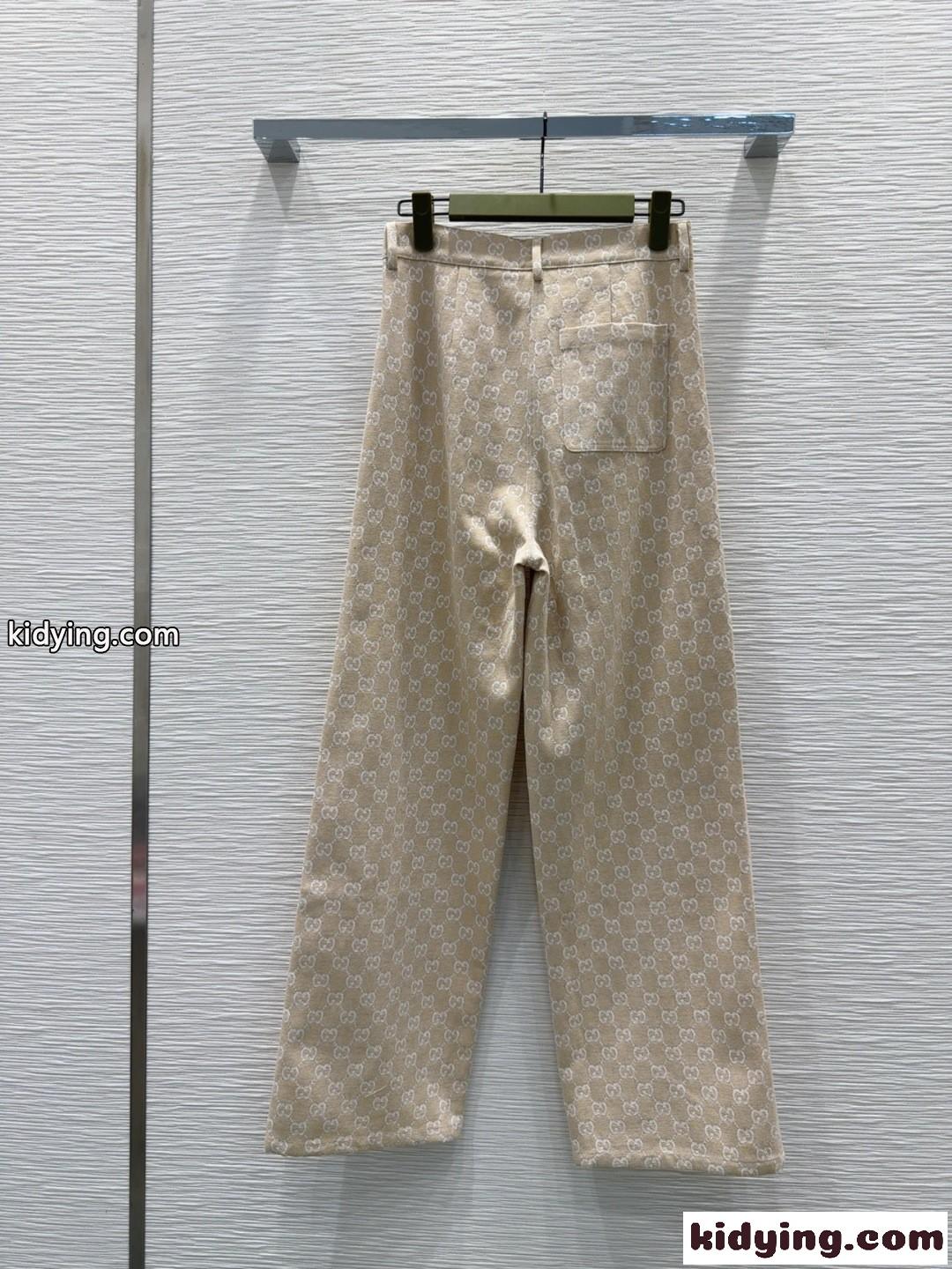 GGジャカード ロングパンツ グッチ パンツ 偽物 ズボン ベージュ-4