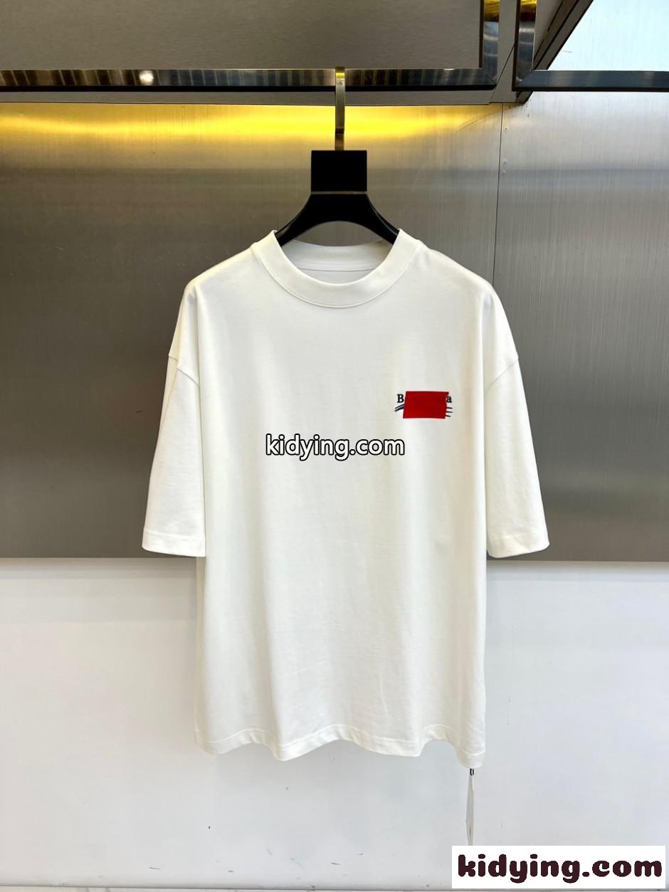 バックロゴ クルーネック半袖Tシャツ バレンシアガ Tシャツ 偽物 ホワイト-0