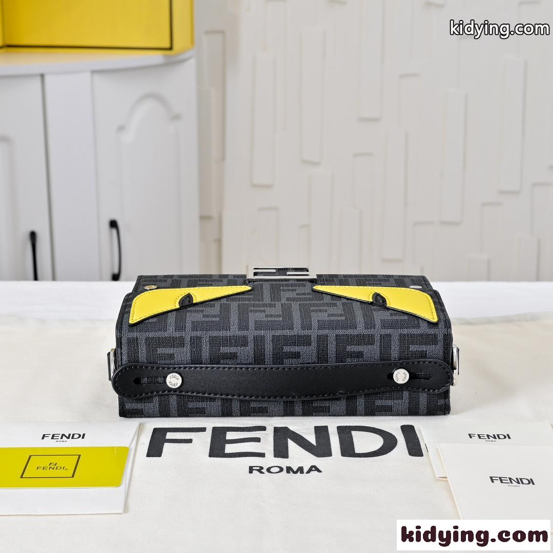 モンスターアイズ FF バゲットバッグ フェンディ バッグ コピー ショルダーバッグ グレー-4
