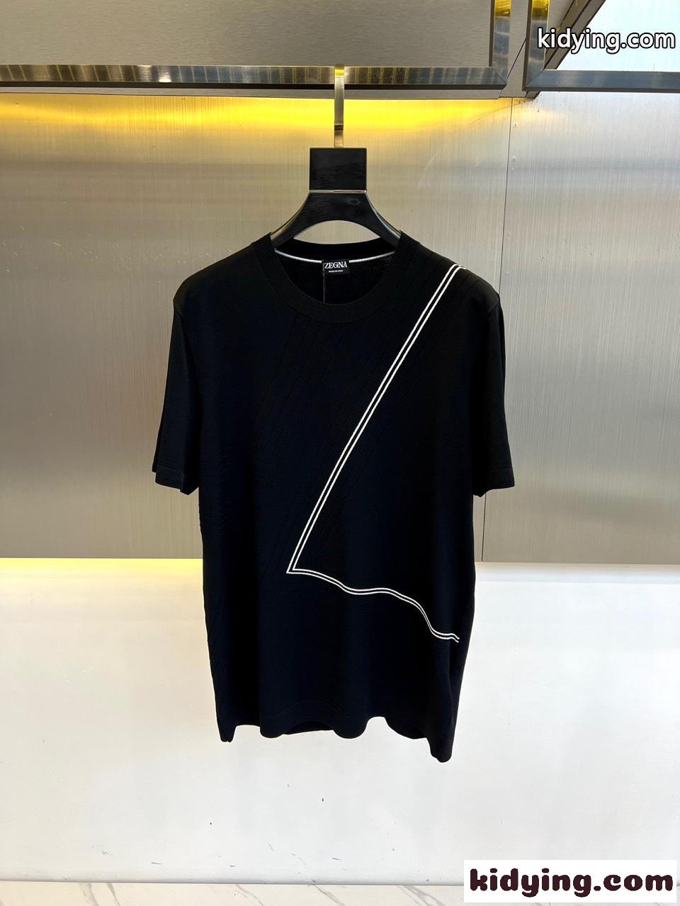カジュアル おしゃれ エルメネジルド・ゼニア Tシャツ コピー ブラック-0