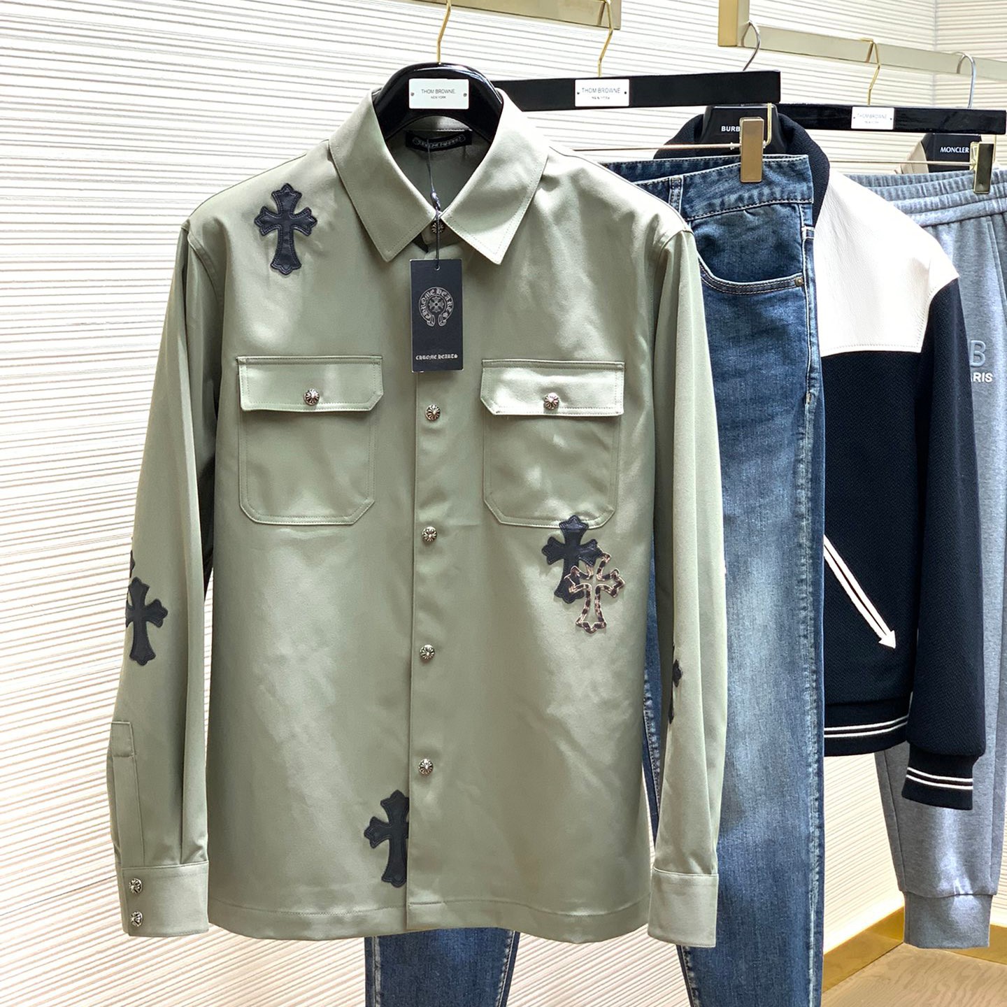 クロムハーツ シャツ コピー メンズ シャツジャケット シンプル おしゃれ クロスパッチ-1