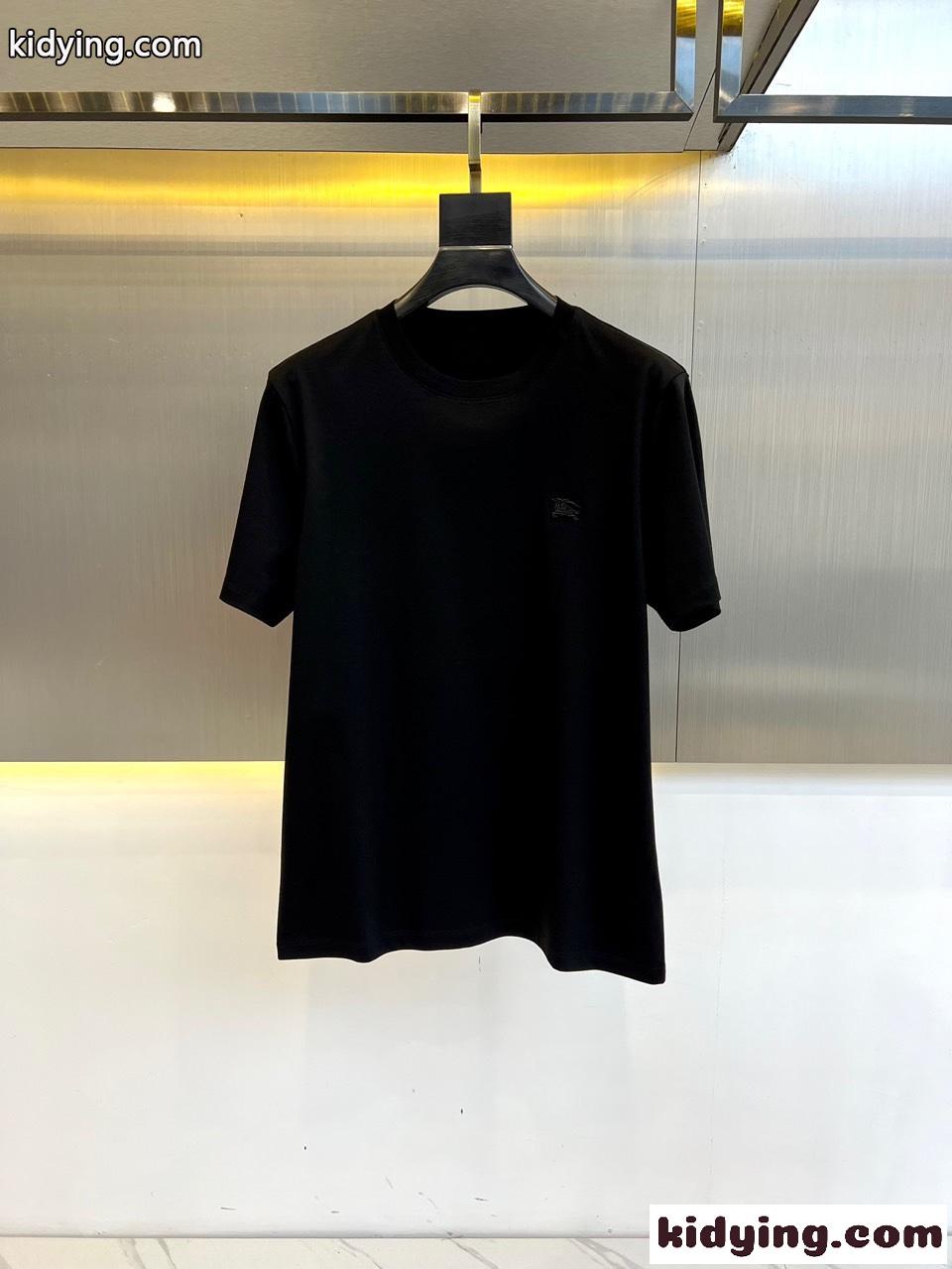 シンプル クルーネック 半袖Tシャツ バーバリー Tシャツ コピー ブラック-0