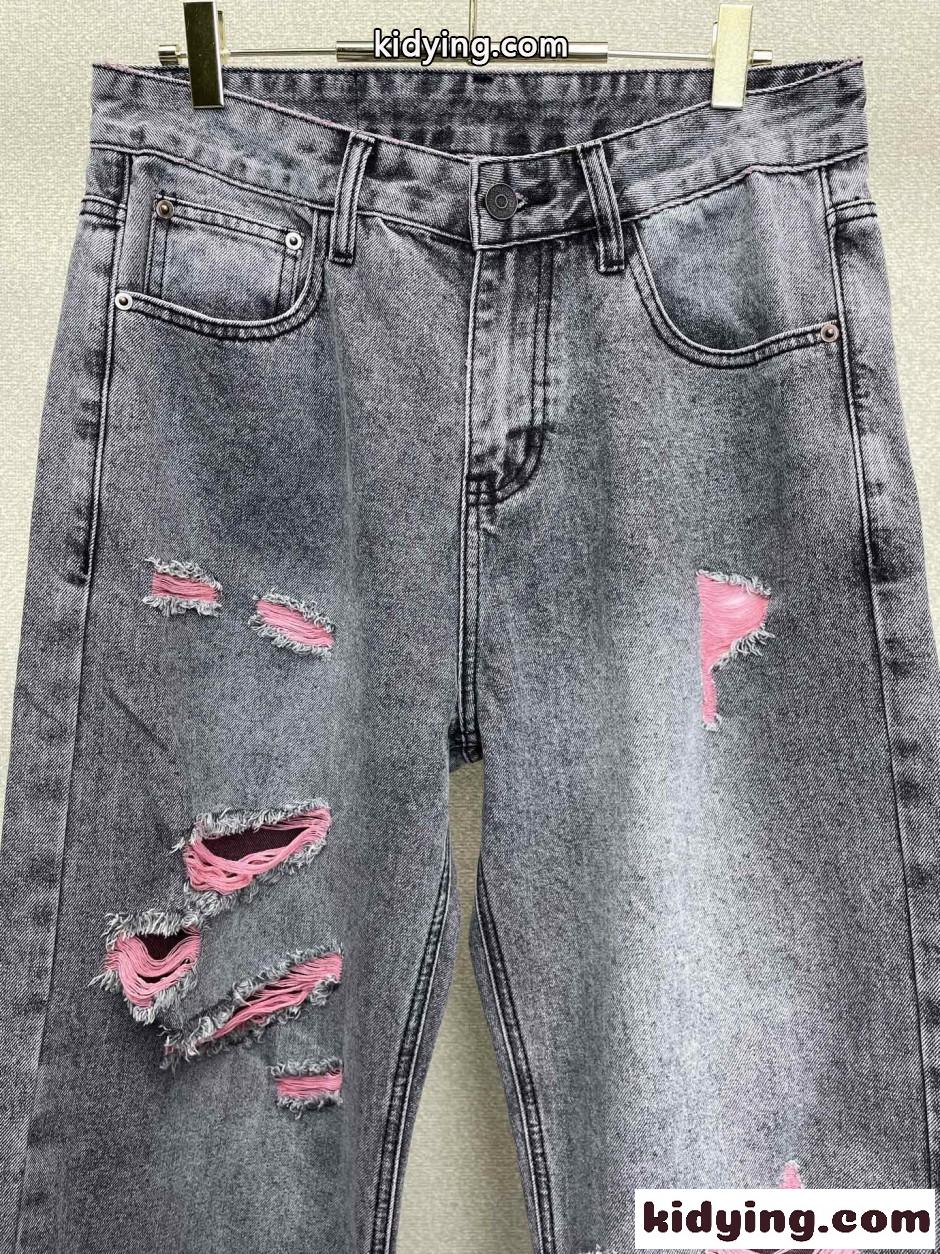 クロムハーツ ジーンズ 偽物 合わせやすい お洒落 ダメージ加工 デニムパンツ-2