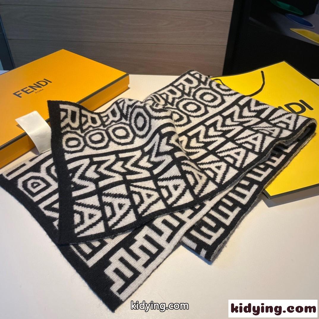 FENDI ROMA カプセル コレクション ツートン ニットマフラー フェンディ スカーフ コピー-3