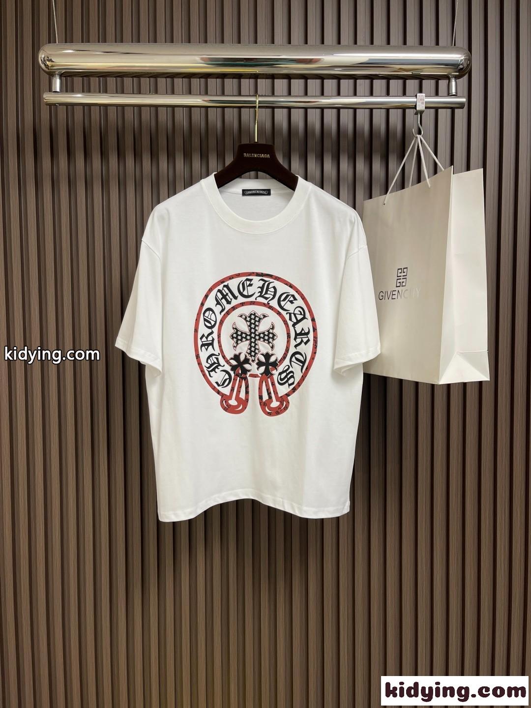 ストリート カジュアル ロゴ 半袖Tシャツ クロムハーツ Tシャツ コピー クルーネック-0