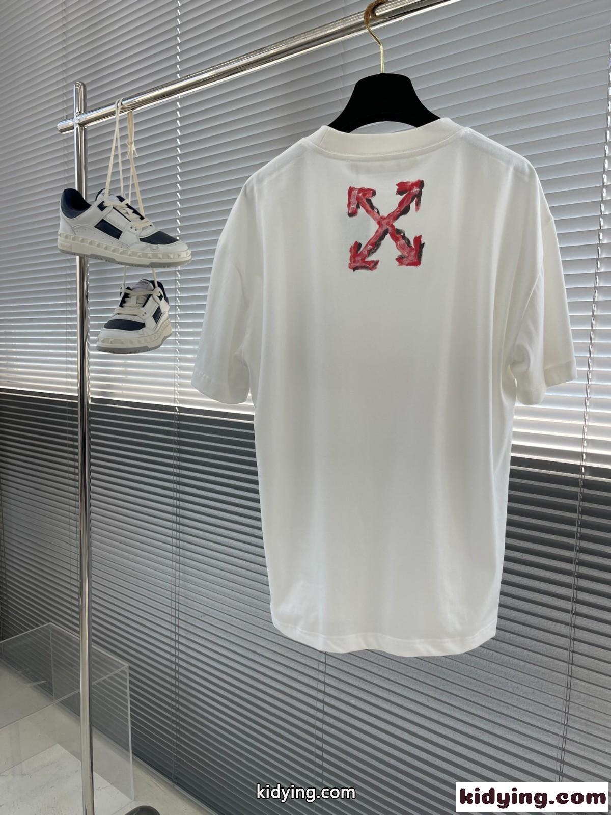 カジュアル プリント クルーネック 半袖Tシャツ オフホワイト Tシャツ コピー ホワイト-1