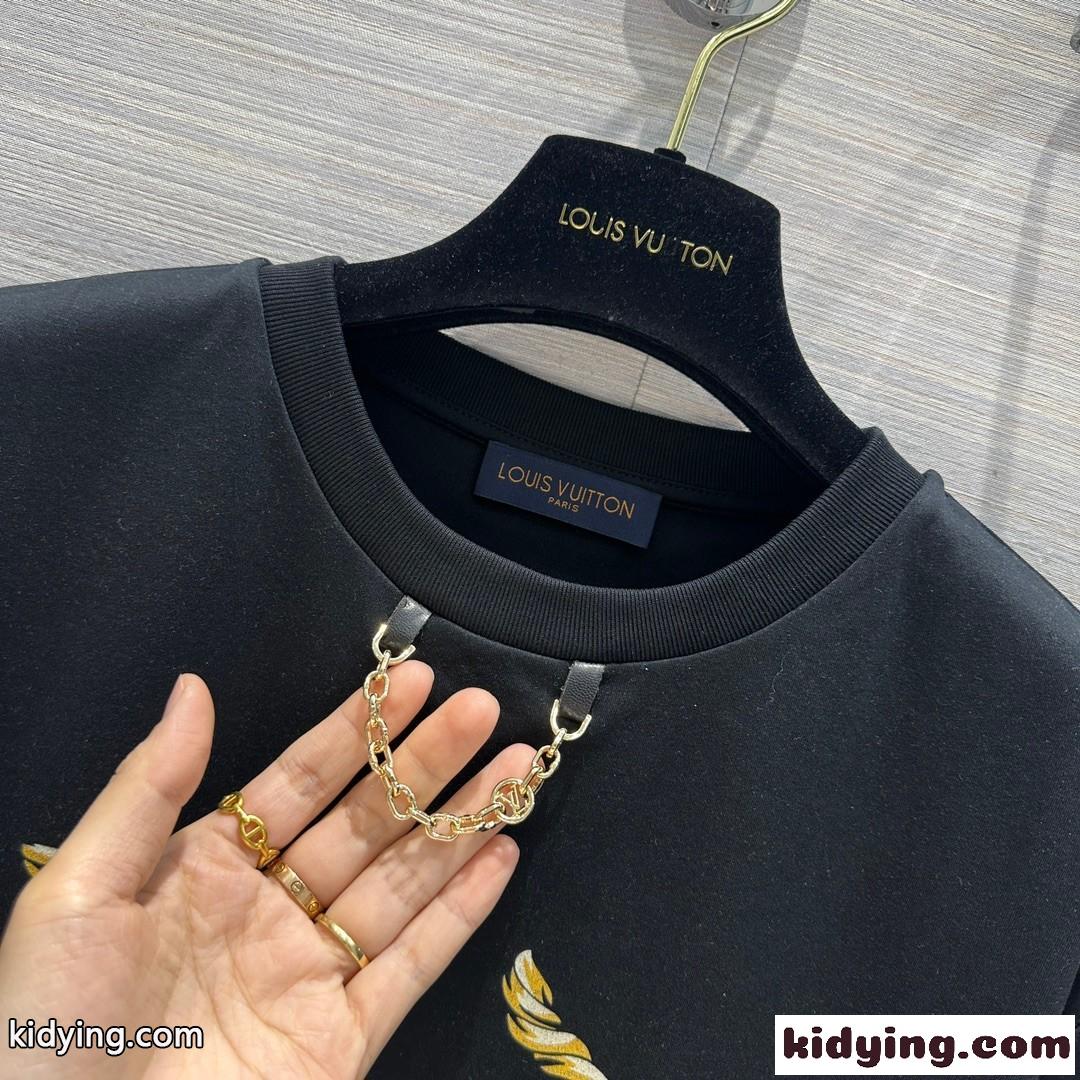 ノーティカルLV Tシャツ ルイ・ヴィトン Tシャツ 偽物 コットン ブラック-1