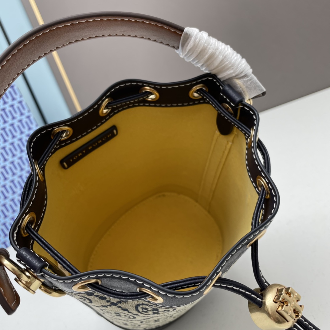 おしゃれ 人気 Tory Burch T モノグラム ジャカード ミニ バケットバッグ コピー-4