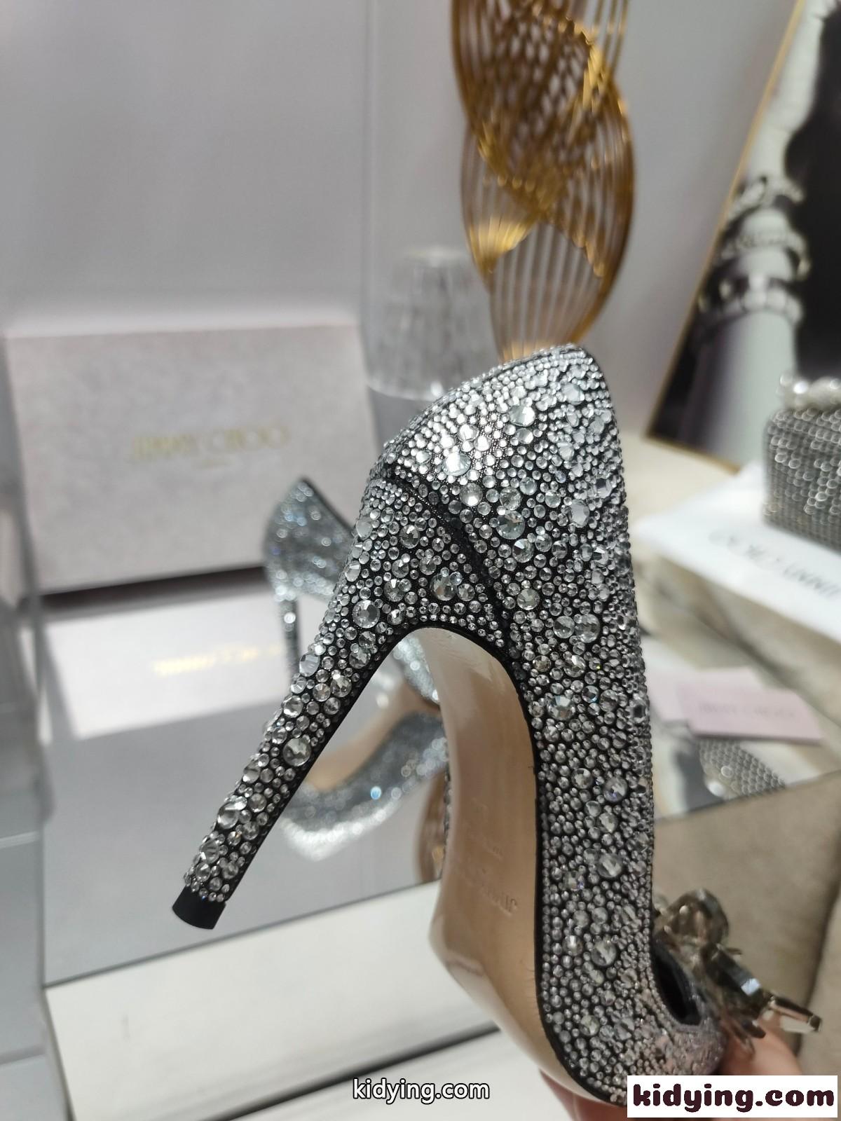 10cm クリスタルポインテッドトゥパンプス ジミーチュウ パンプス コピー シルバー-1