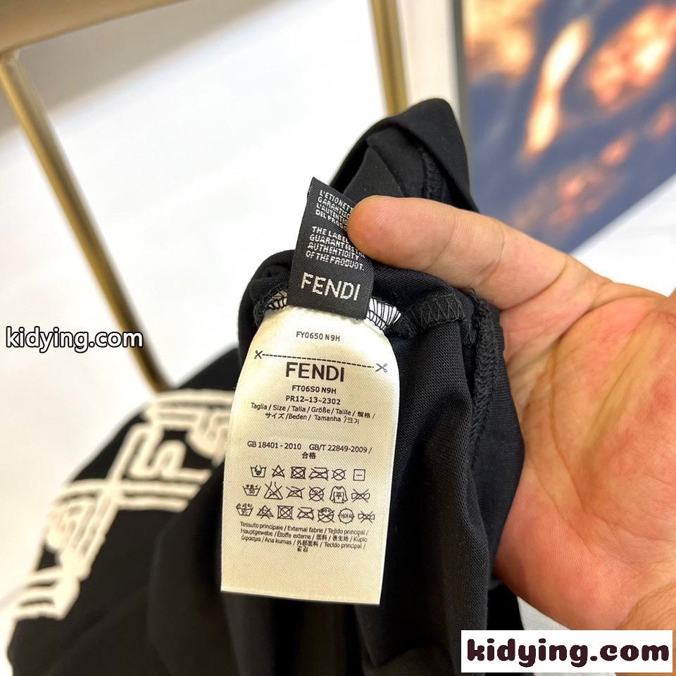 定番 ロゴ シルケットコットン フェンディ 半袖Tシャツ コピー ブラック-4