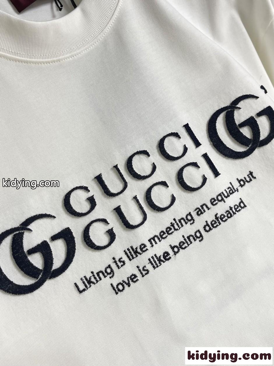 カジュアル ロゴ入り 半袖Tシャツ グッチ Tシャツ 偽物 クルーネック ホワイト-5