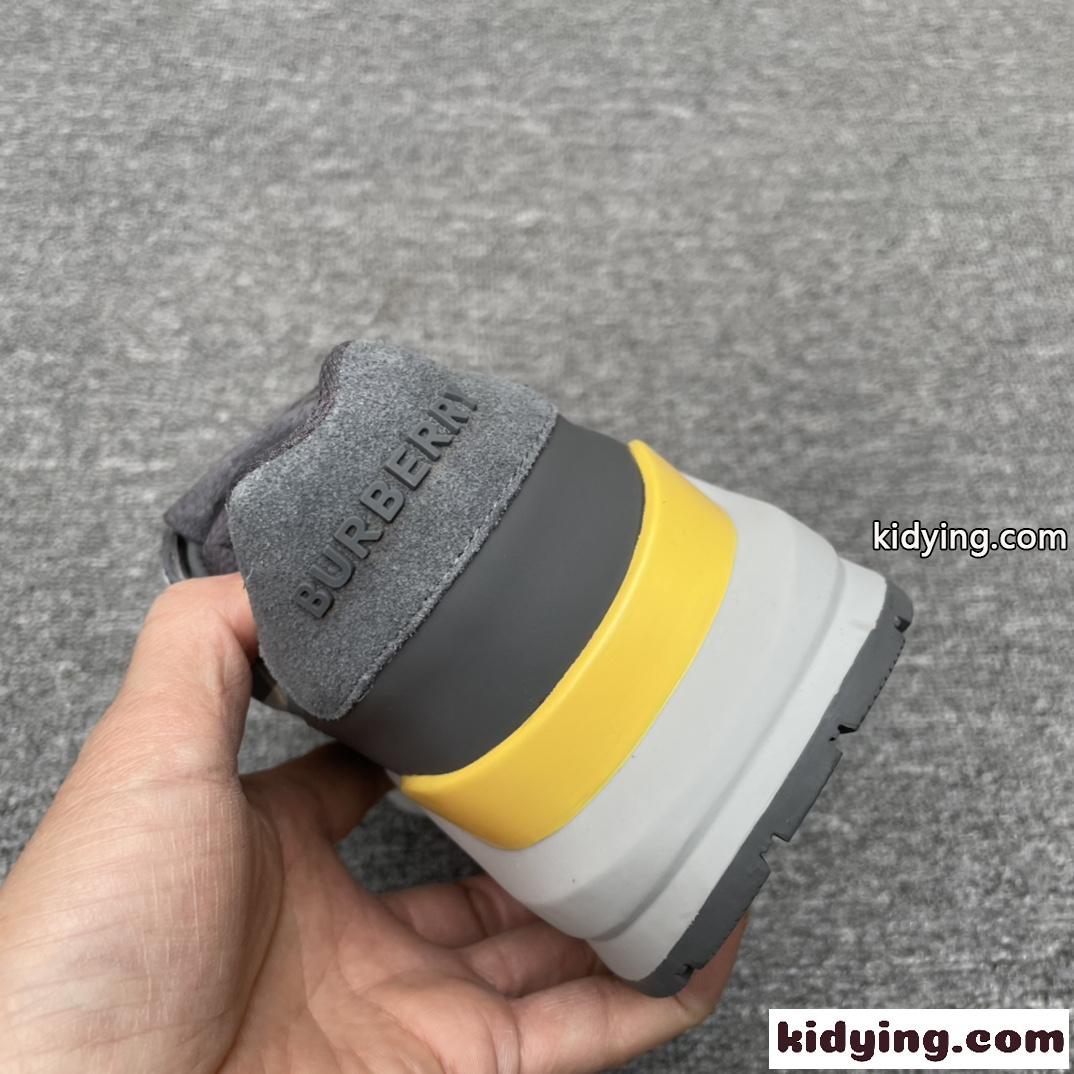 バーバリー スニーカー コピー メンズ チェック スエード&レザー ローカットスニーカー-3