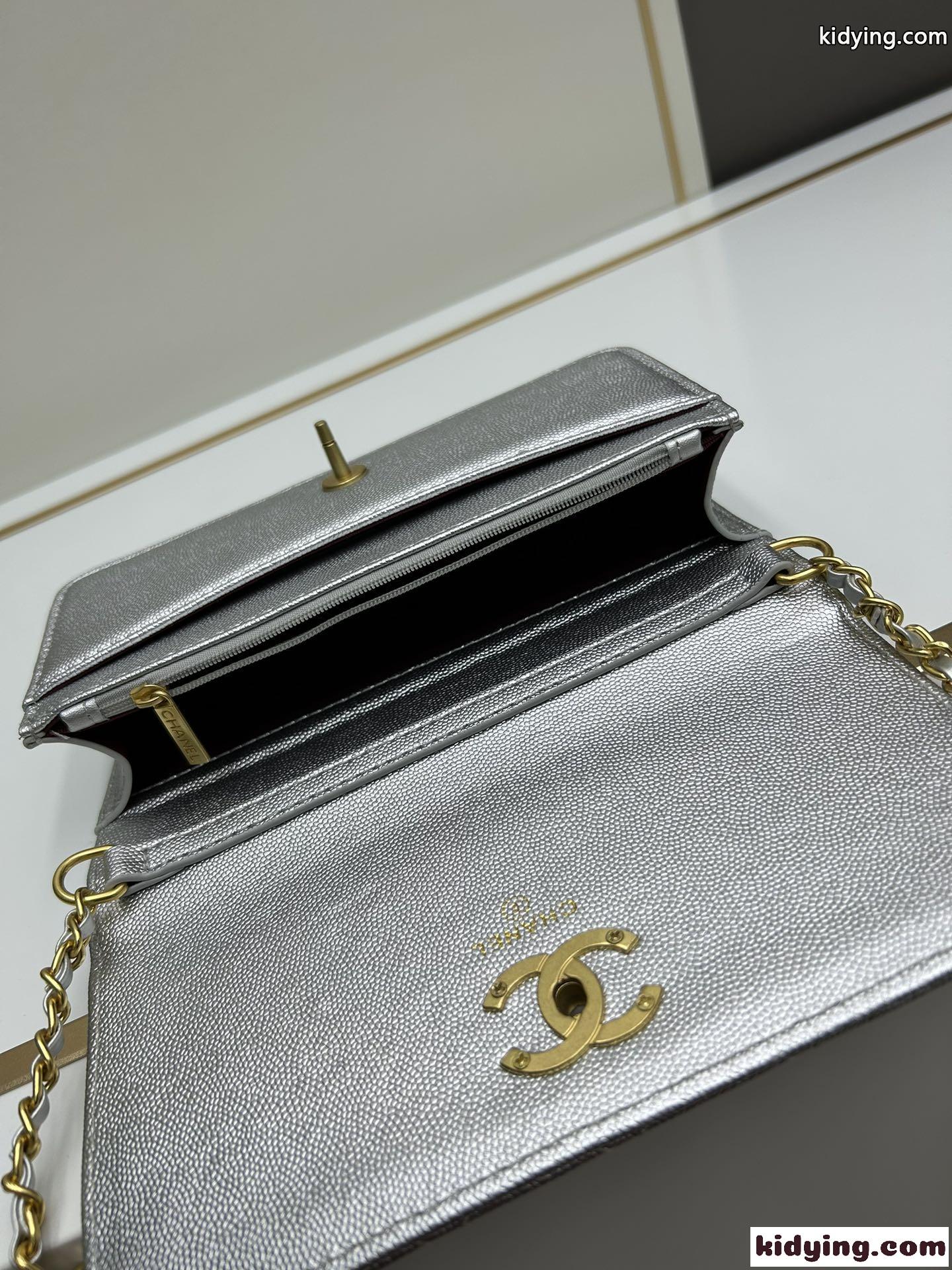 シャネル バッグ コピー 23K カメリア チェーン クラッチ シルバー-4