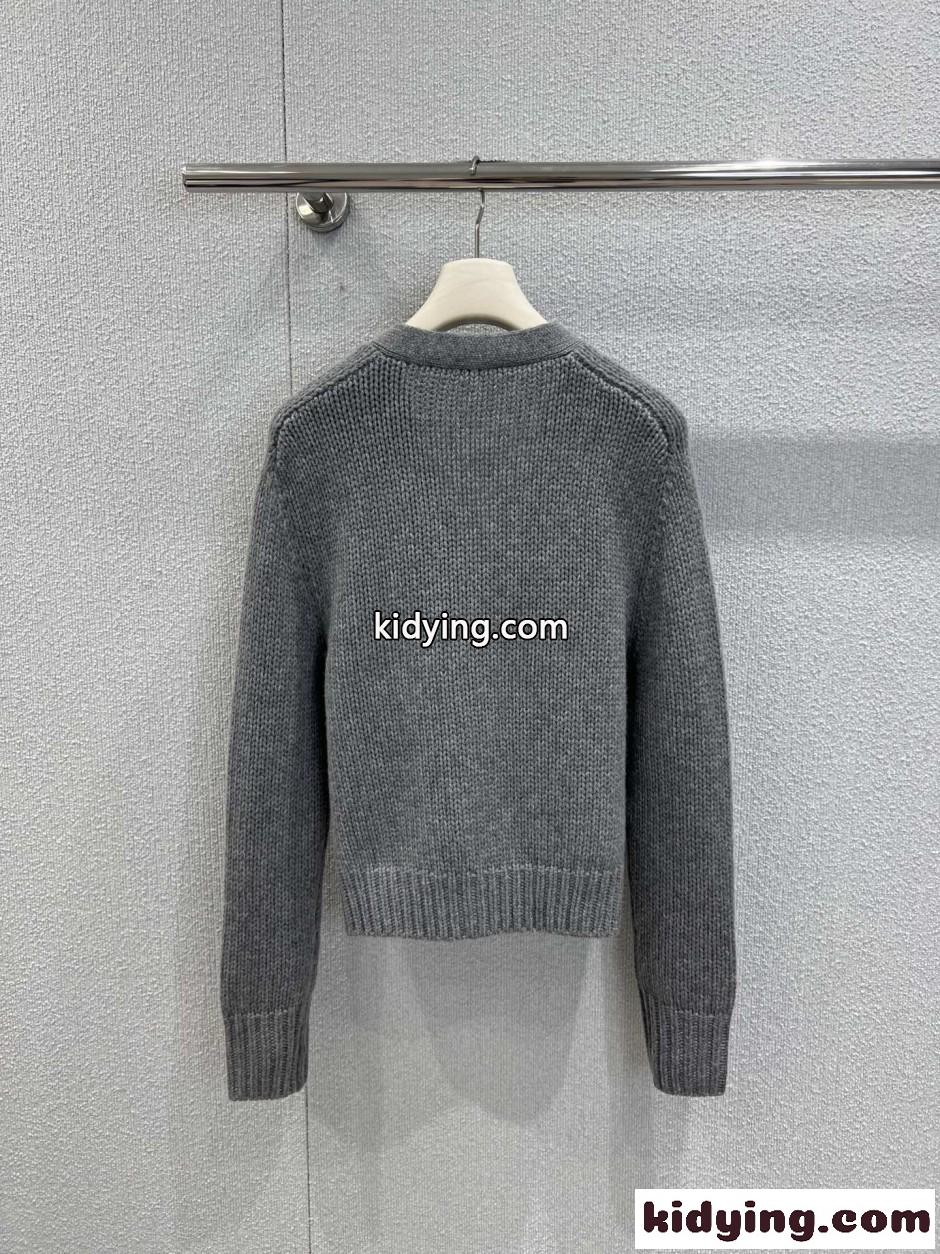 カシミア & シルク Vネック カーディガン セリーヌ ニット コピー グレー-1