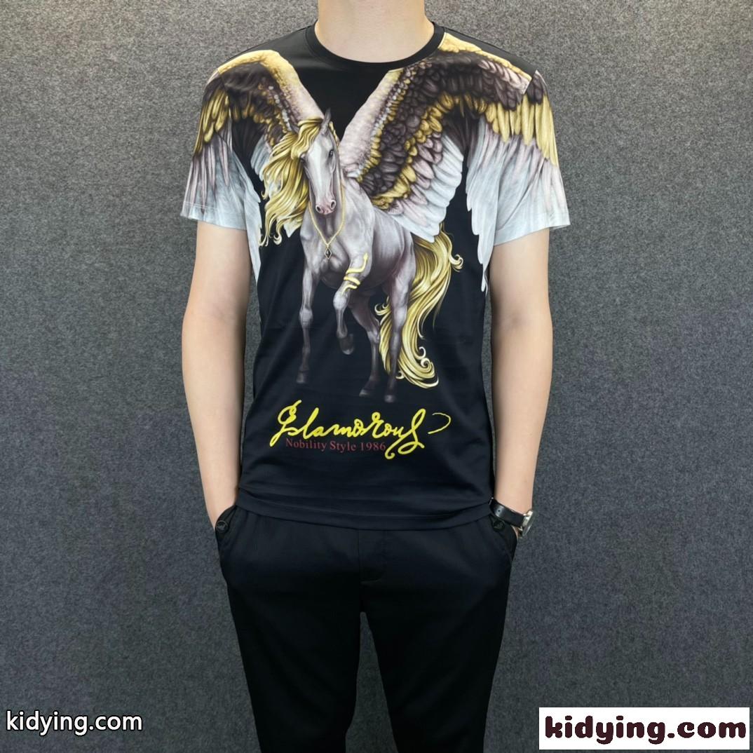注目される プリント ラウンドネック 半袖Tシャツ エルメス Tシャツ コピー 柔らかい メンズ 春夏 新作 トップス-0