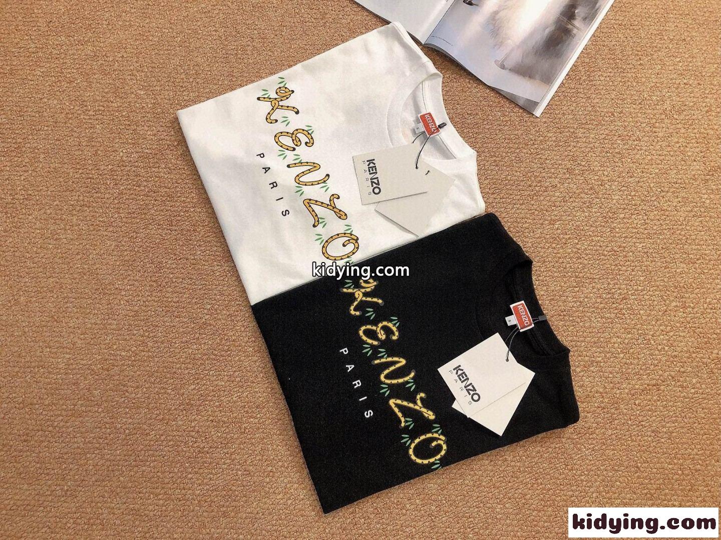 可愛い 定番 タイガー ロゴ プリント ケンゾー tシャツ レディース コピー 合わせやすい クールネック 半袖 ホワイト ブラック-3