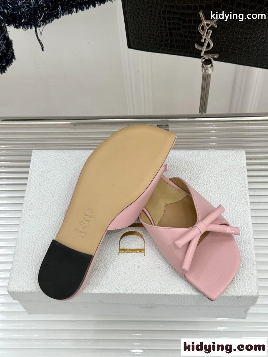 洗練された Dior Bow スライド クリスチャン・ディオール サンダル コピー ピンク-4