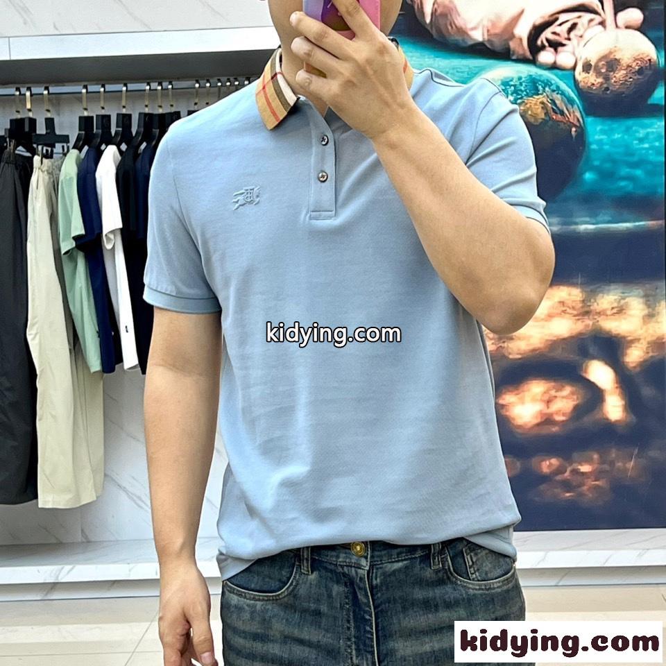 洗練された おしゃれ コットンピケ ポロシャツ バーバリー Tシャツ コピー ライトブルー-1