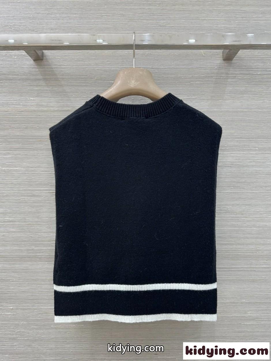 シャネル ニット コピー 合わせやすい ベスト風 カシミアウォーマー ブラック-4