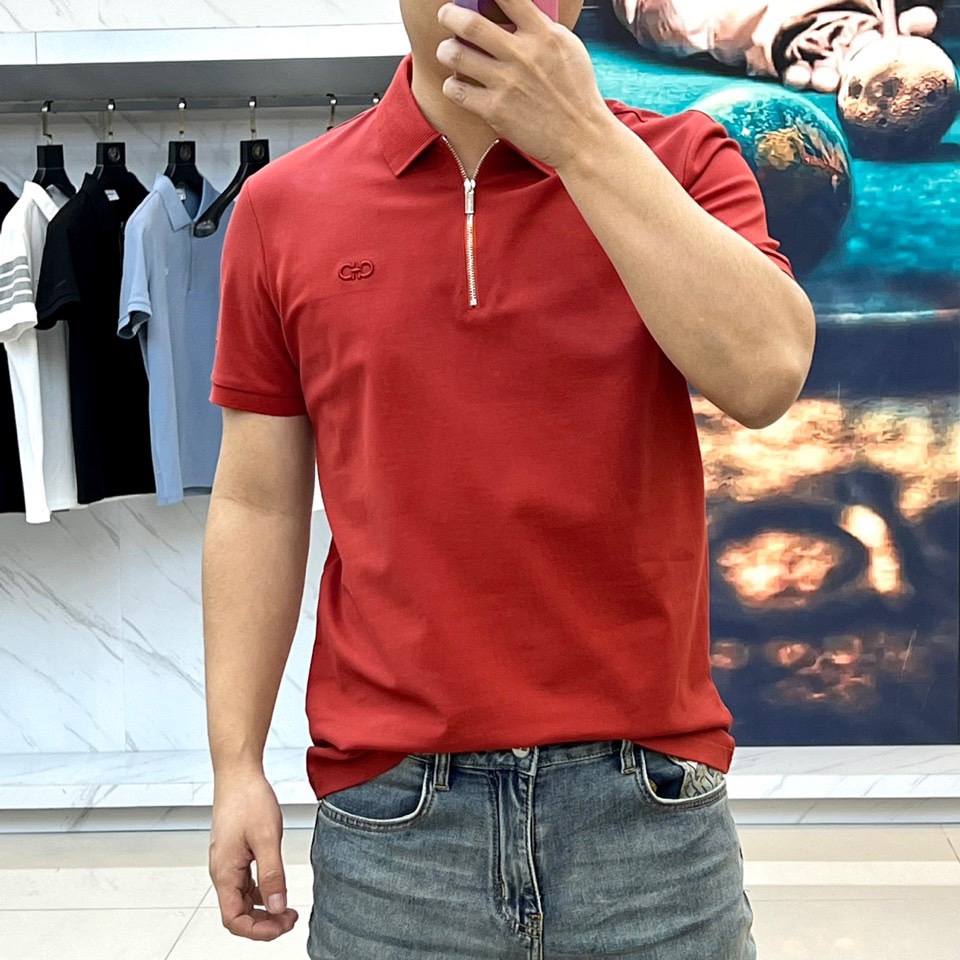 カジュアル ハーフジップ ポロシャツ サルヴァトーレ・フェラガモ 半袖Tシャツ コピー メンズ-1