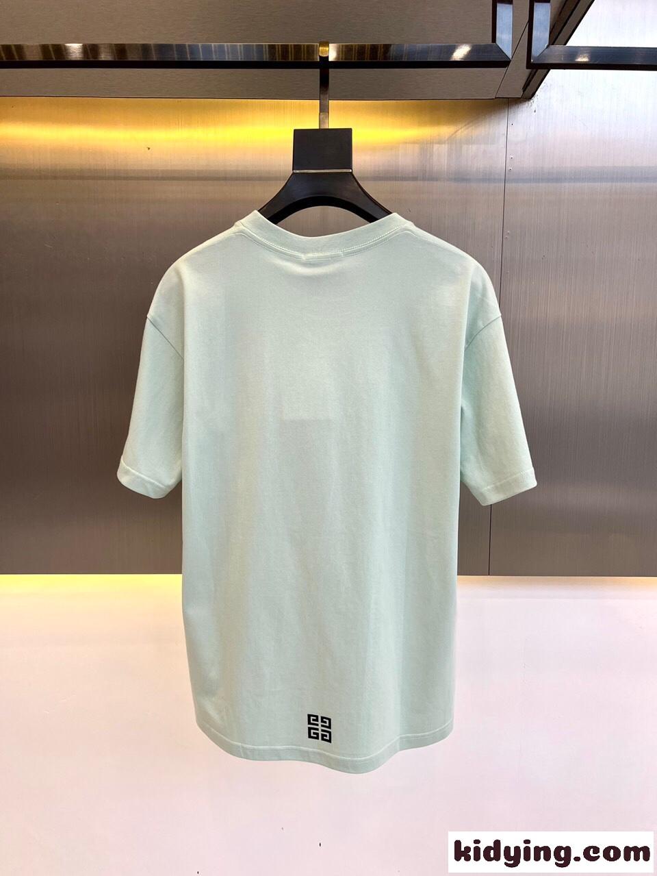 ブランドロゴ イーグルプリント コットンジャージー 半袖Tシャツ ジバンシィ Tシャツ コピー ライトブルー-4