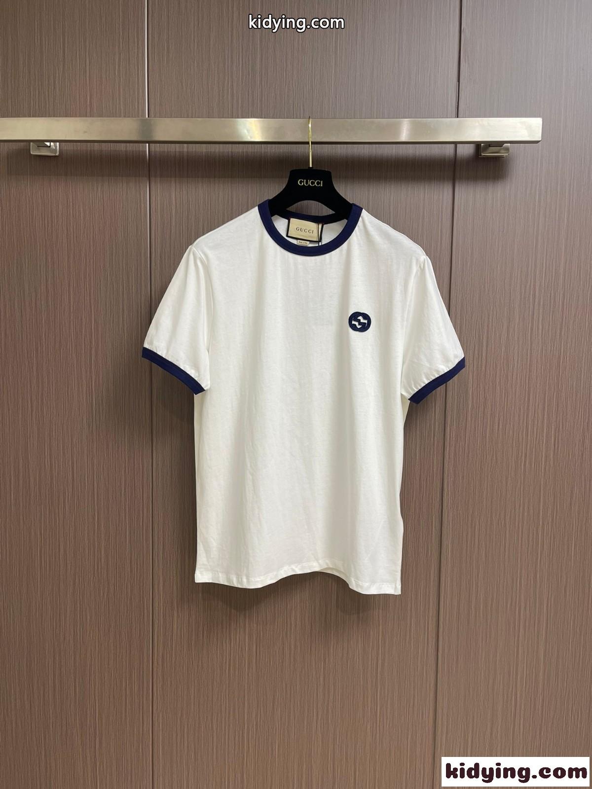 カジュアル シンプル クルーネック 半袖Tシャツ グッチ Tシャツ コピー ホワイト-0