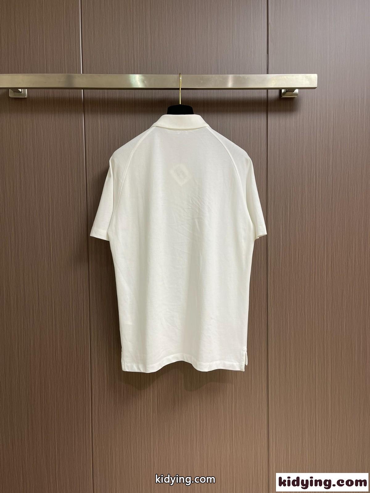 シンプル 合わせやすい コットン ポロシャツ ロエベ Tシャツ コピー 半袖 ホワイト-1