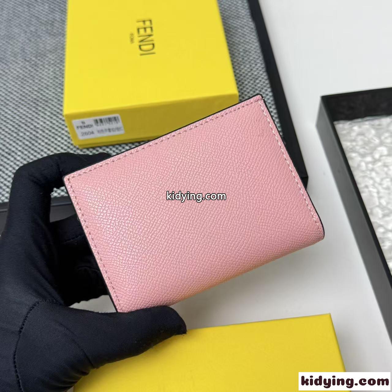 シンプル コンパクト 二つ折り財布 フェンディ 財布 スーパーコピー ピンク-1