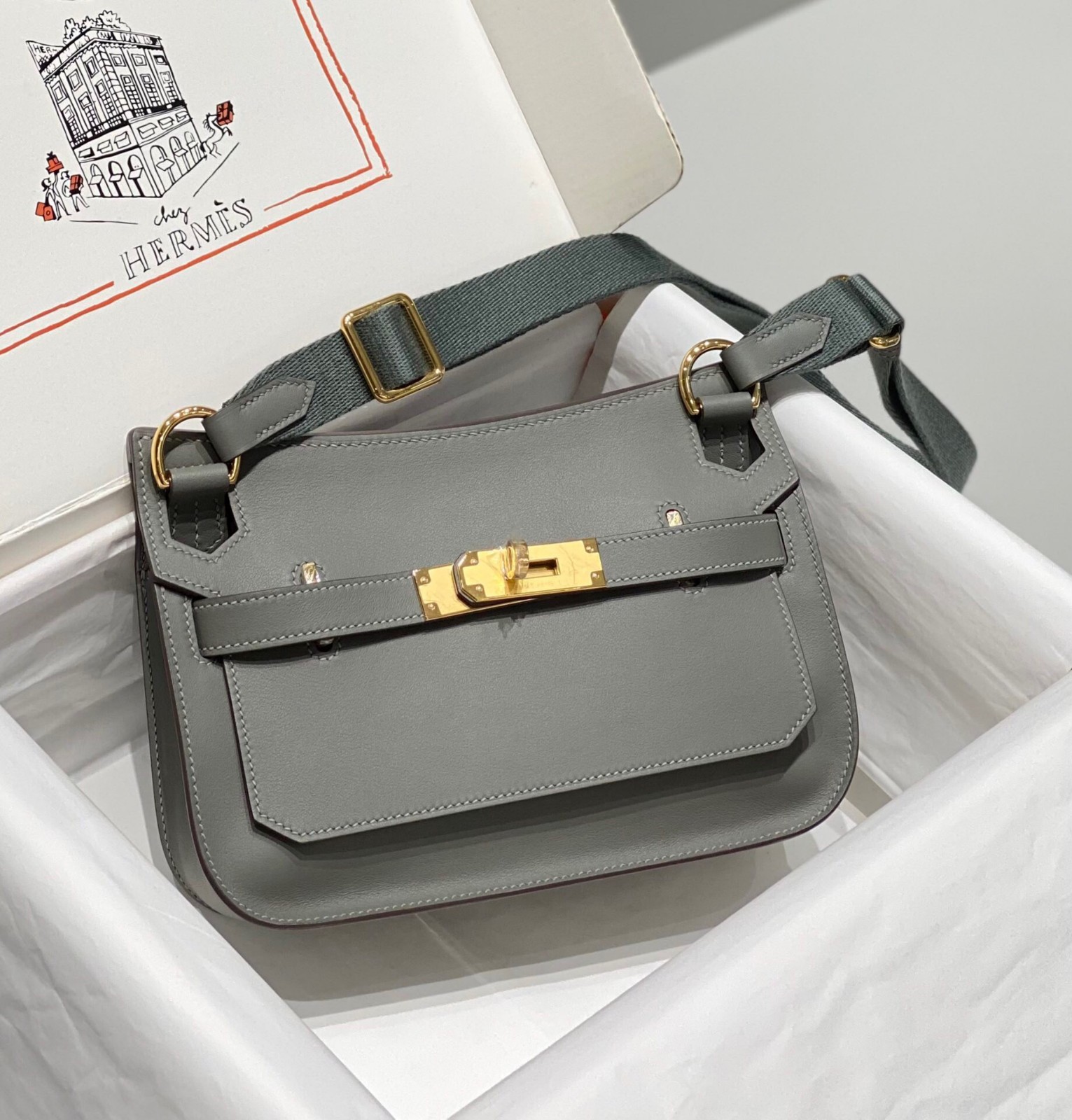 ゴールド金具 エルメス ジプシエール ミニショルダーバッグ スーパーコピー グレー-2