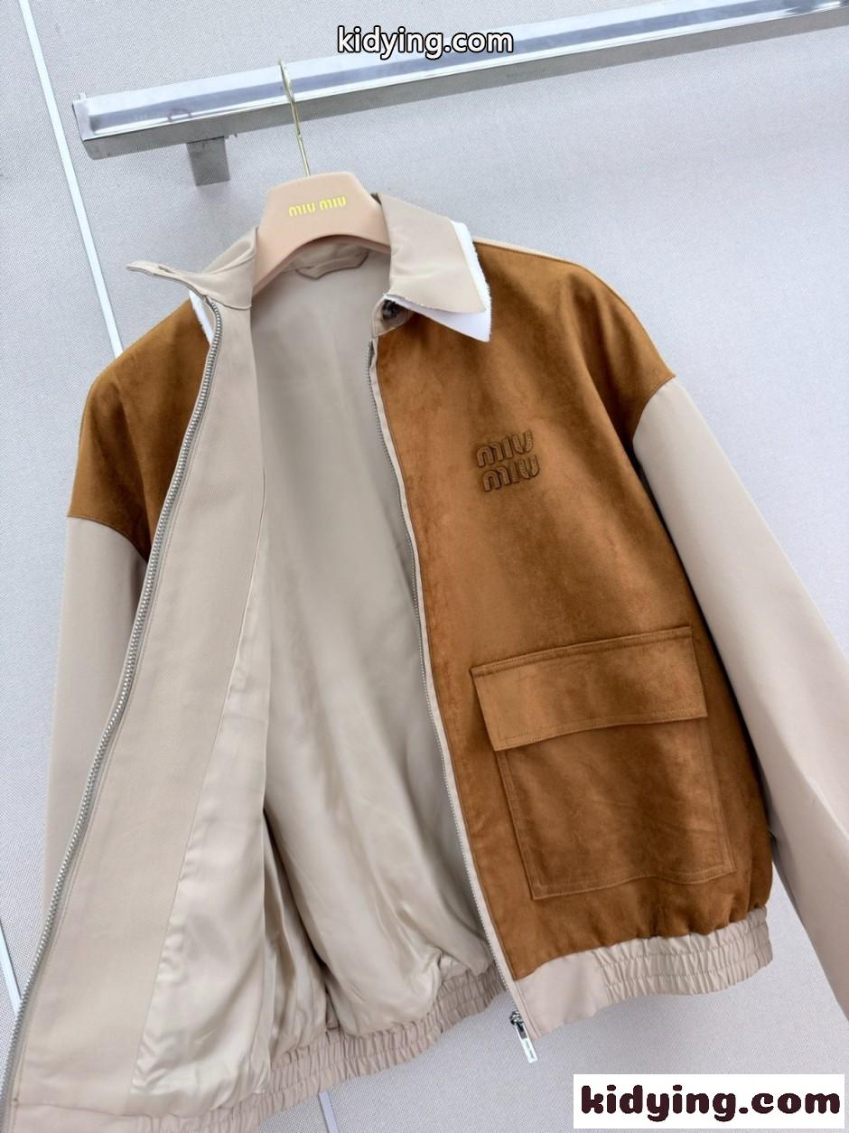 異素材コンビ ジップアップ ブルゾン ミュウミュウ ジャケット コピー-1