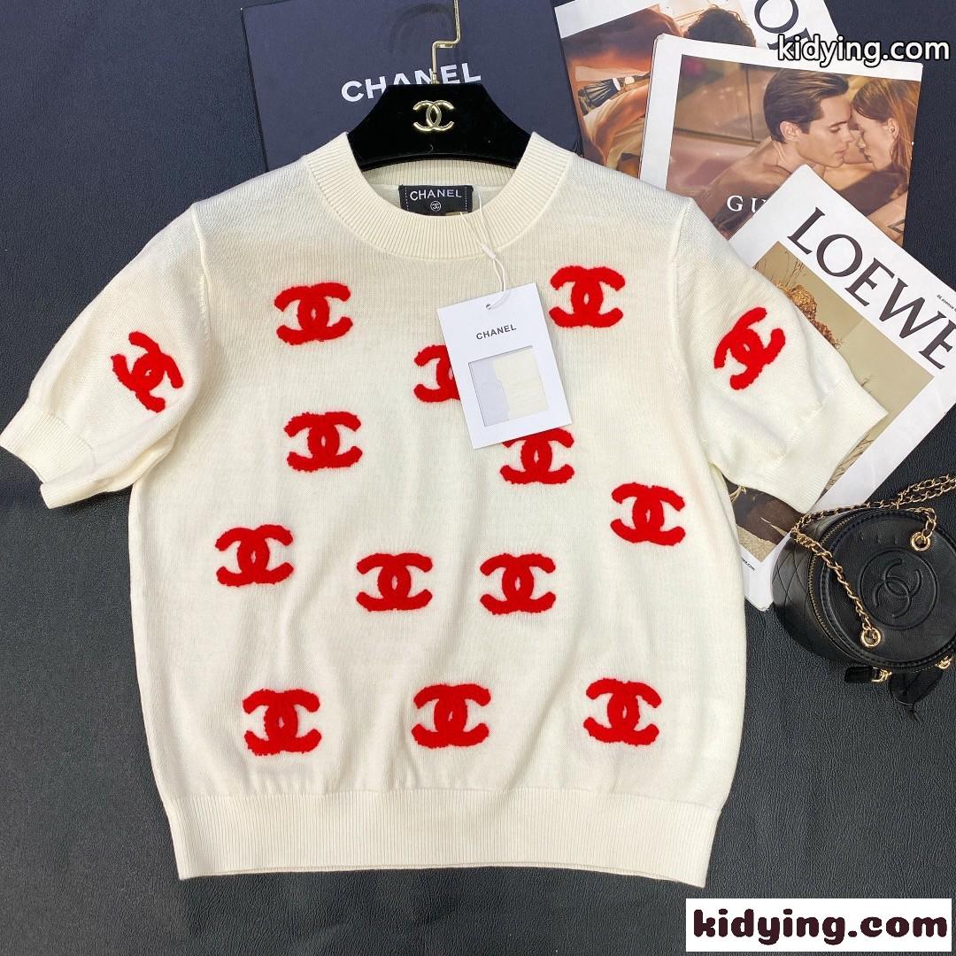 スウィート おしゃれ ロゴ クルーネック 着心地いい 半袖 シャネル tシャツ コピー レディース カットソー ゆったり 女子力アップ-1