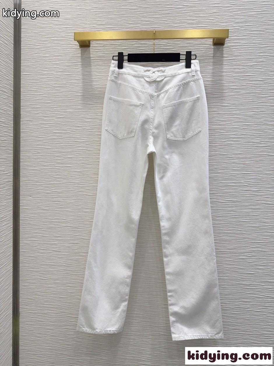 洗練された ターンロック デニムパンツ シャネル ジーンズ コピー ホワイト-4