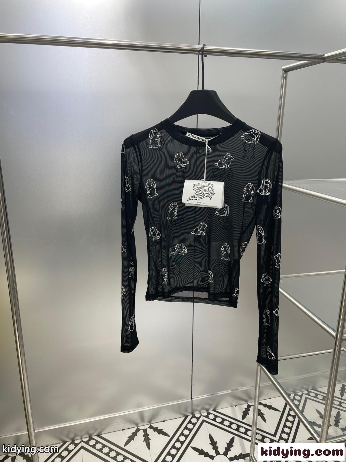 ガージーメッシュ ホットフィックス ロングスリーブtシャツ アレキサンダーワング Tシャツ コピー-1