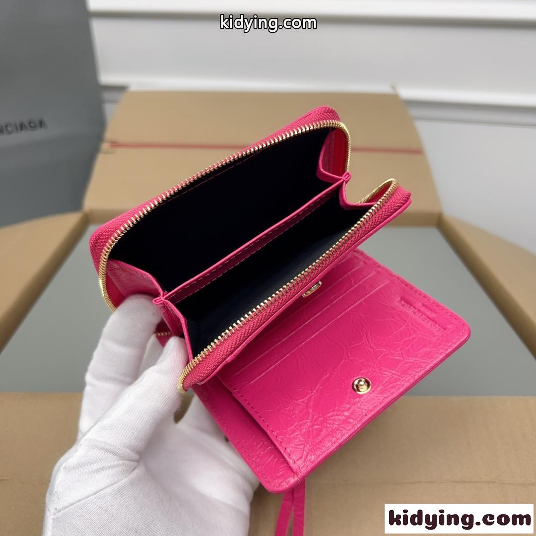 上品 高級感 コンパクトウォレット バレンシアガ 財布 コピー 二つ折り財布 ローズレッド-6