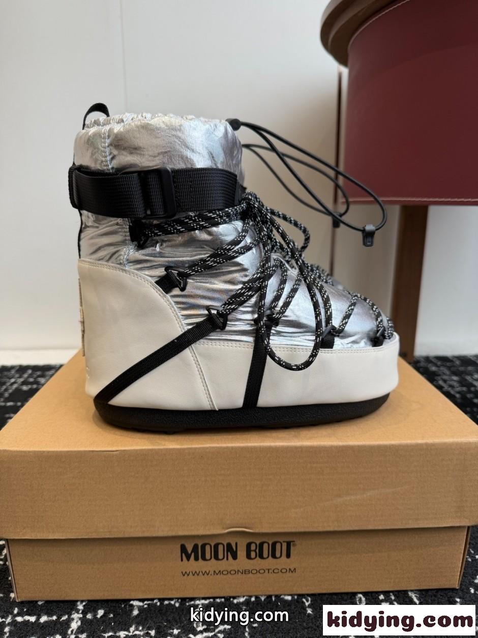 MONCLER × MOON BOOT スノーブーツ モンクレール ブーツ スーパーコピー シルバー-0