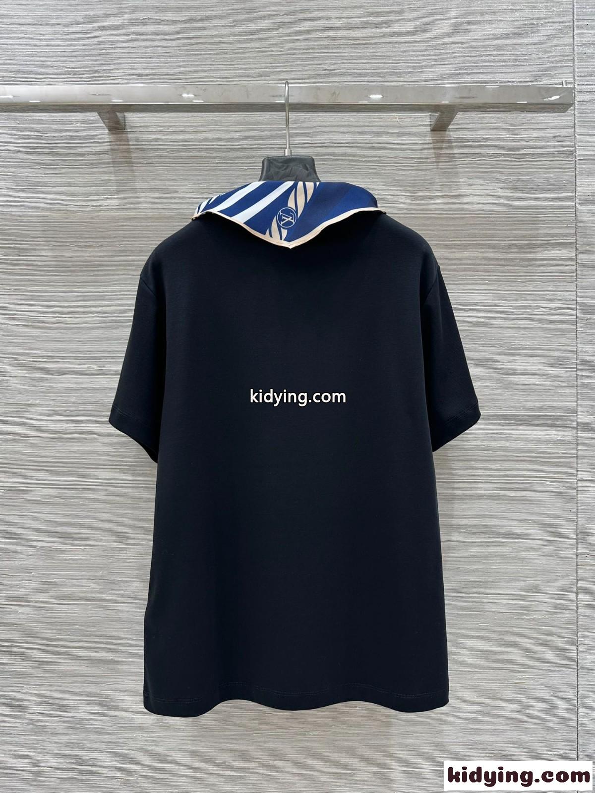 おしゃれ ノーティカル スカーフTシャツ ルイ・ヴィトン Tシャツ コピー ブラック-4