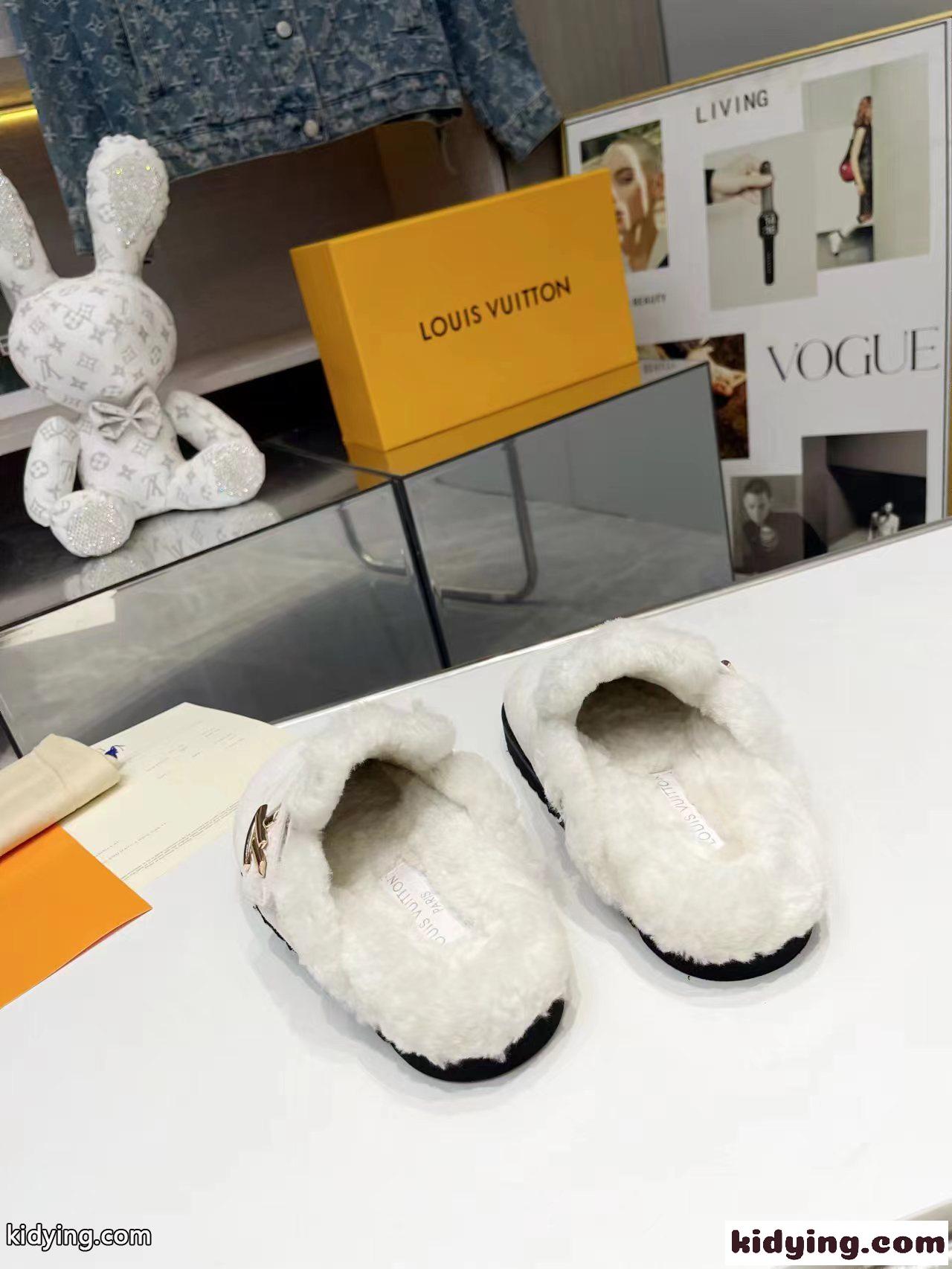 秋冬 ふわふわ LV コージー ミュール サンダル ルイヴィトン サンダル コピー-4