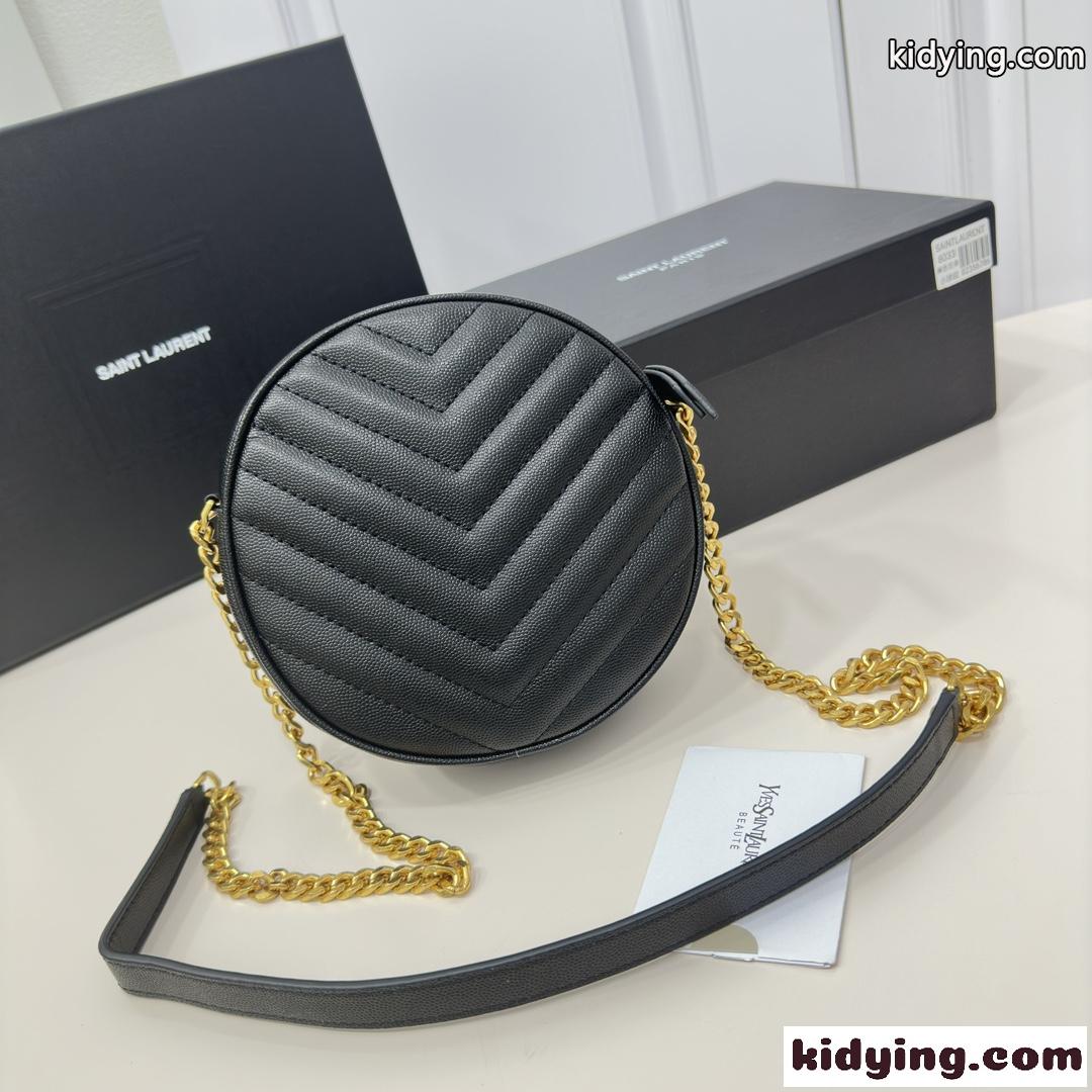 イヴ・サンローラン バッグ コピー 可愛い YSL ヴィニル ラウンド ショルダーバッグ-1